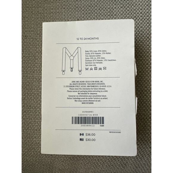 Janie and Jack boy's Suspenders size 12-24 Months - Picture 2 of 2